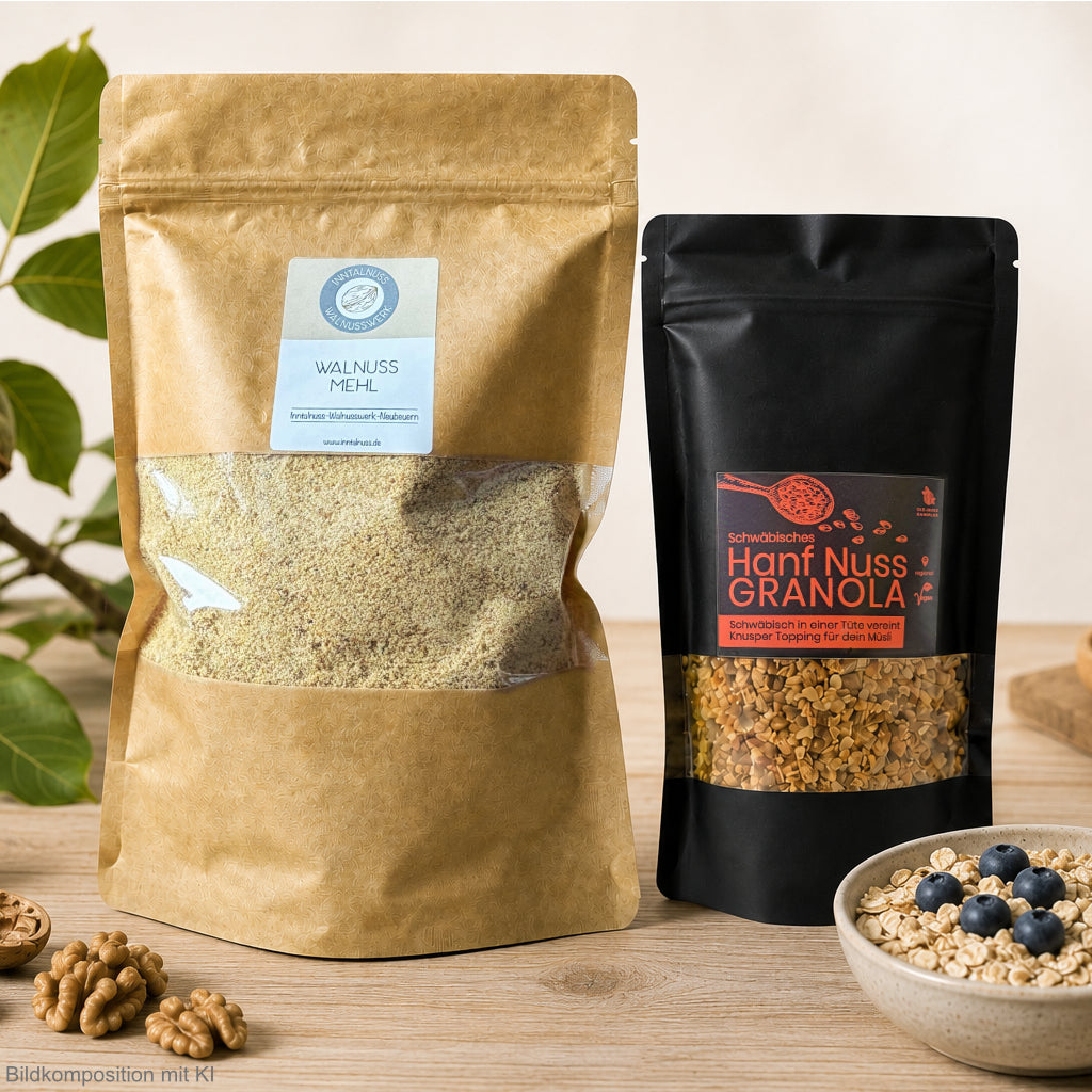 Walnuss.Duo: Granola und Mehl